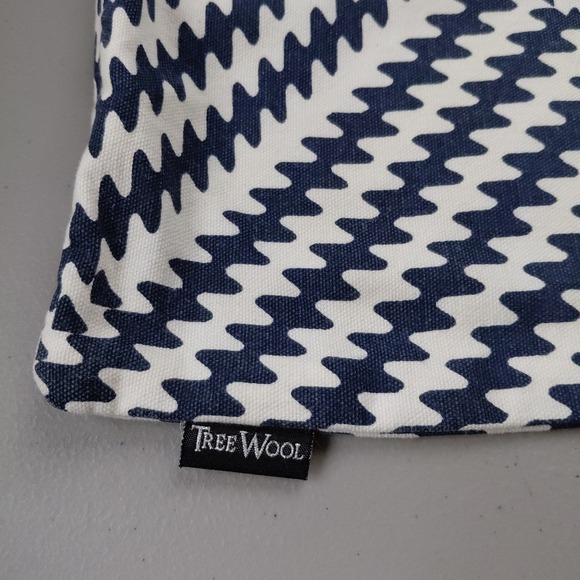 2 Tree Wool Pillow Covers Blue White Accent Decor Tribal Modern Preppy Canvas - Picture 4 of 7